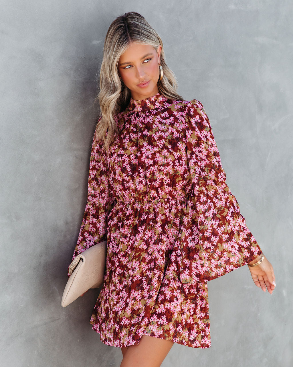 Serenity Floral Bell Sleeve Mini Dress