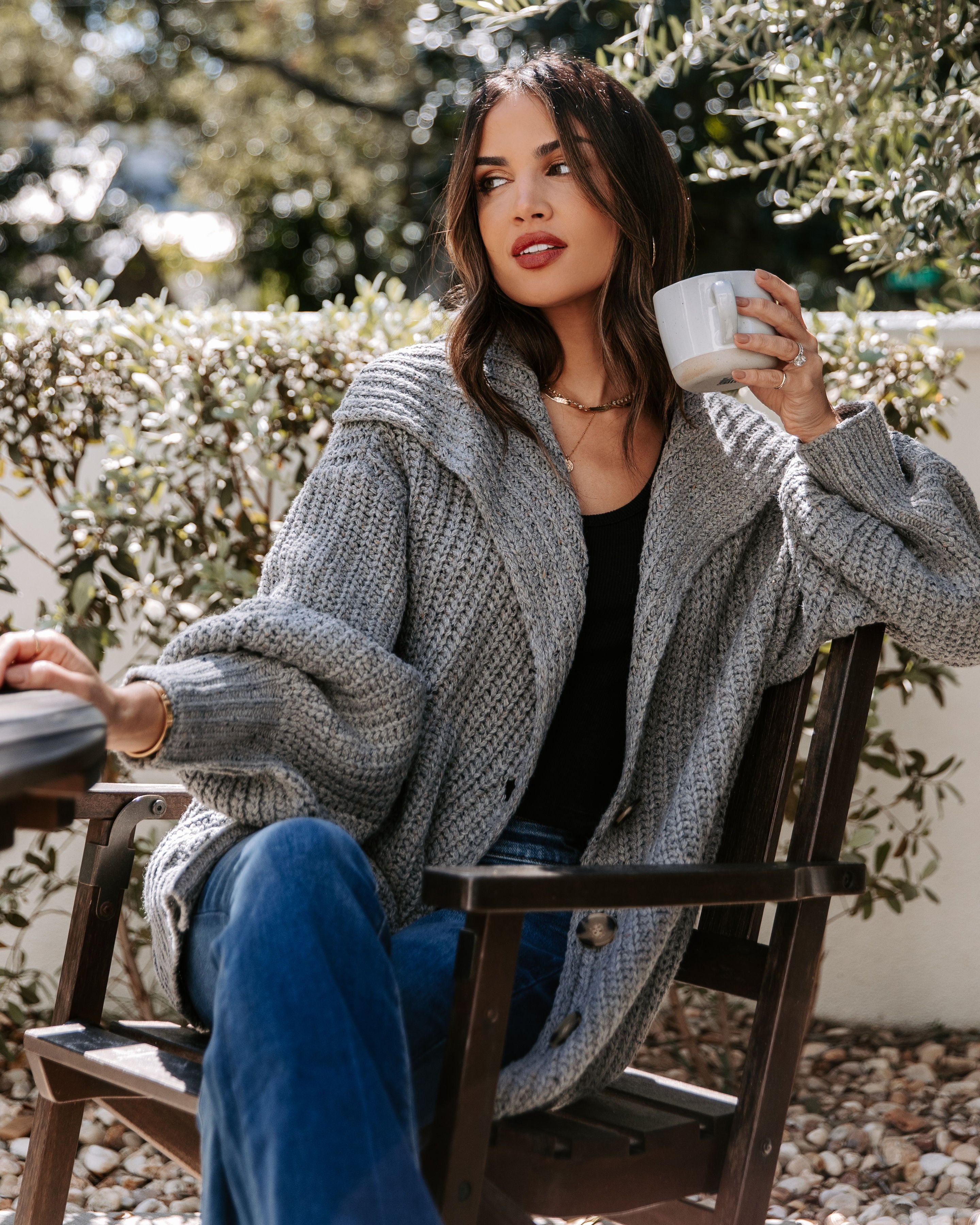 Back To The Beginning Oversized Pocketed Cardigan - Grey