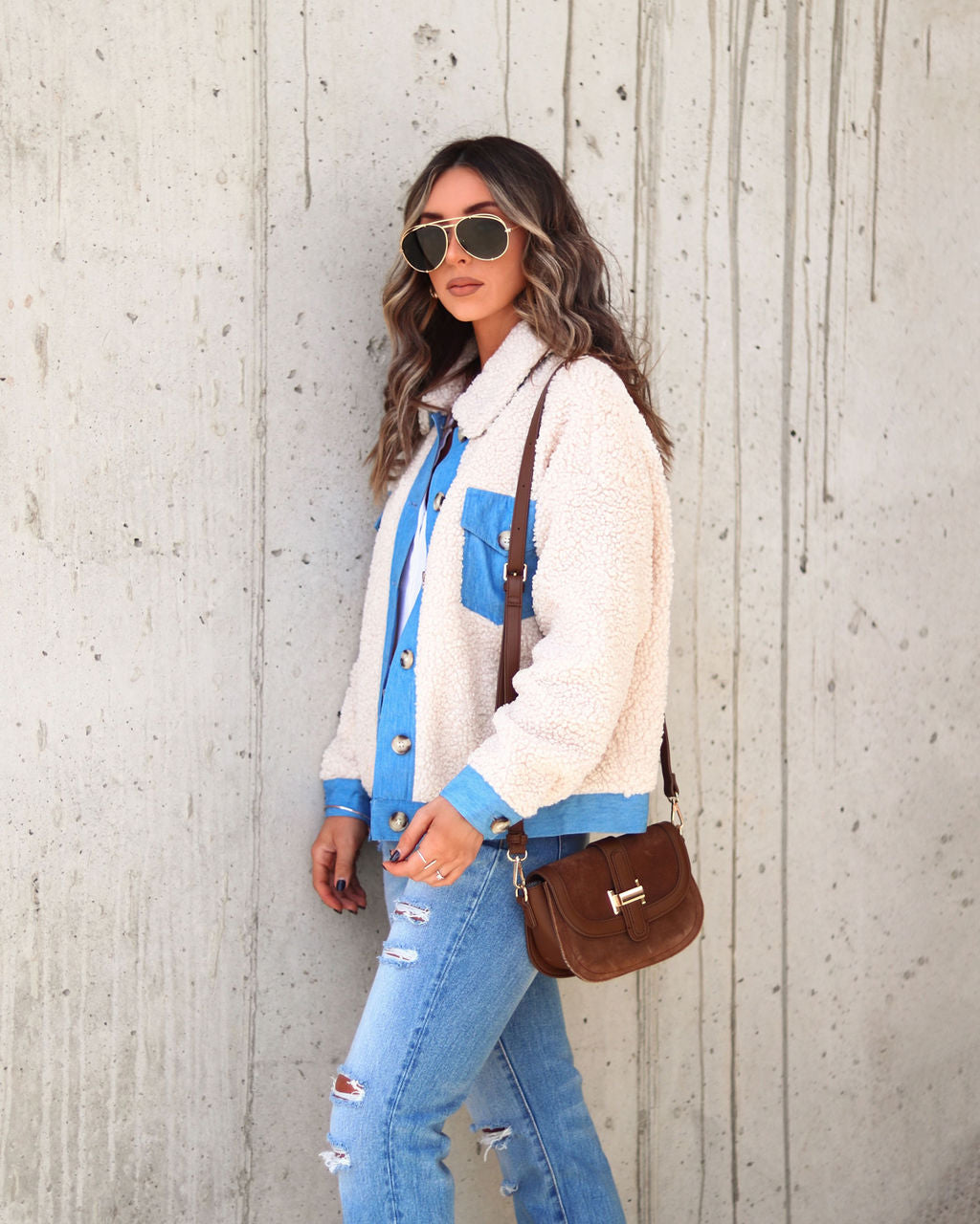 Yes Girl Pocketed Teddy Jacket - Cream