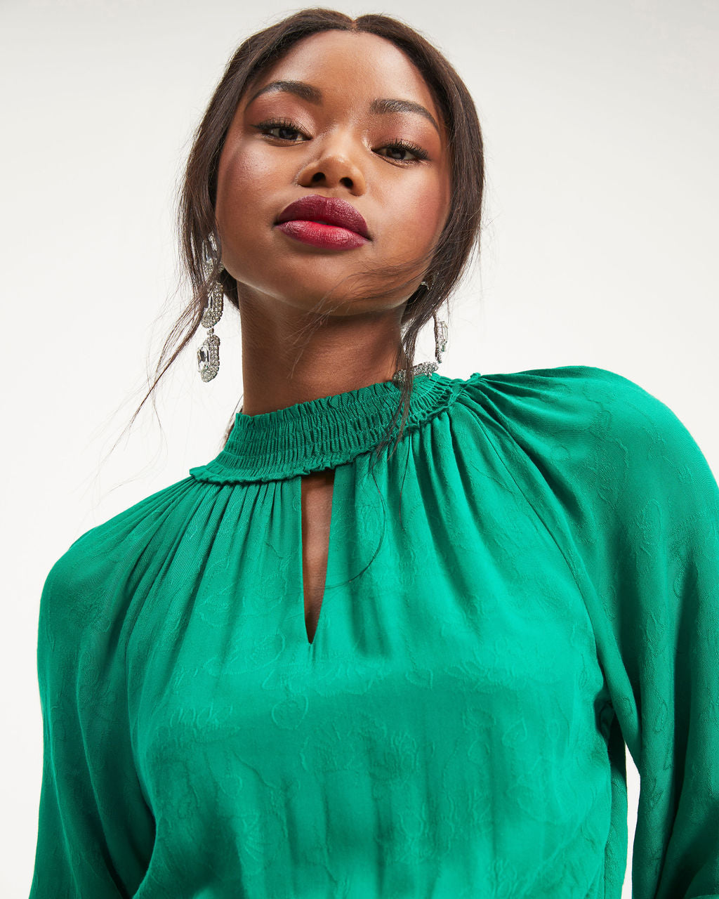 Under The Mistletoe Cutout Tiered Mini Dress - Green