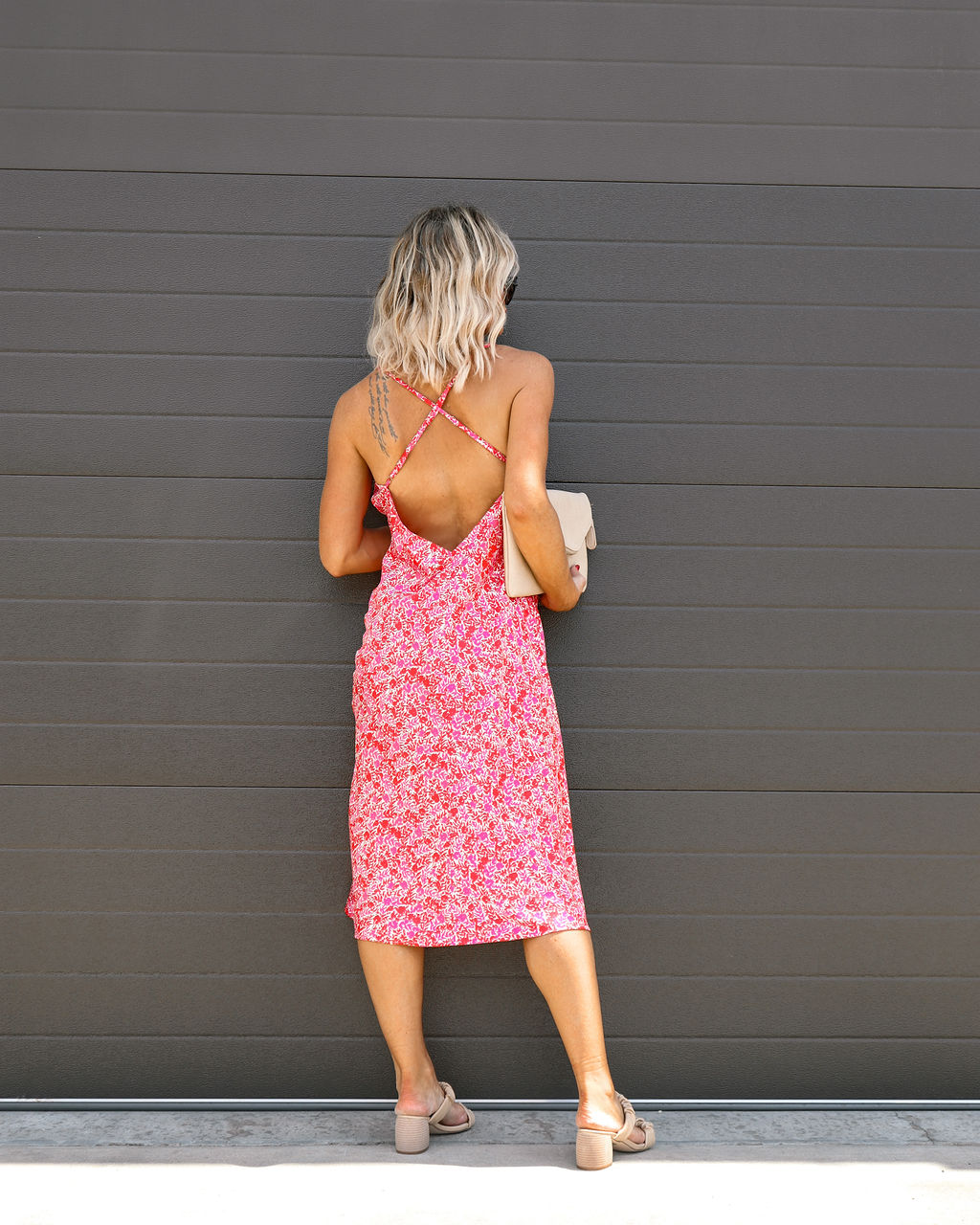 Ruby Floral Satin Slip Midi Dress