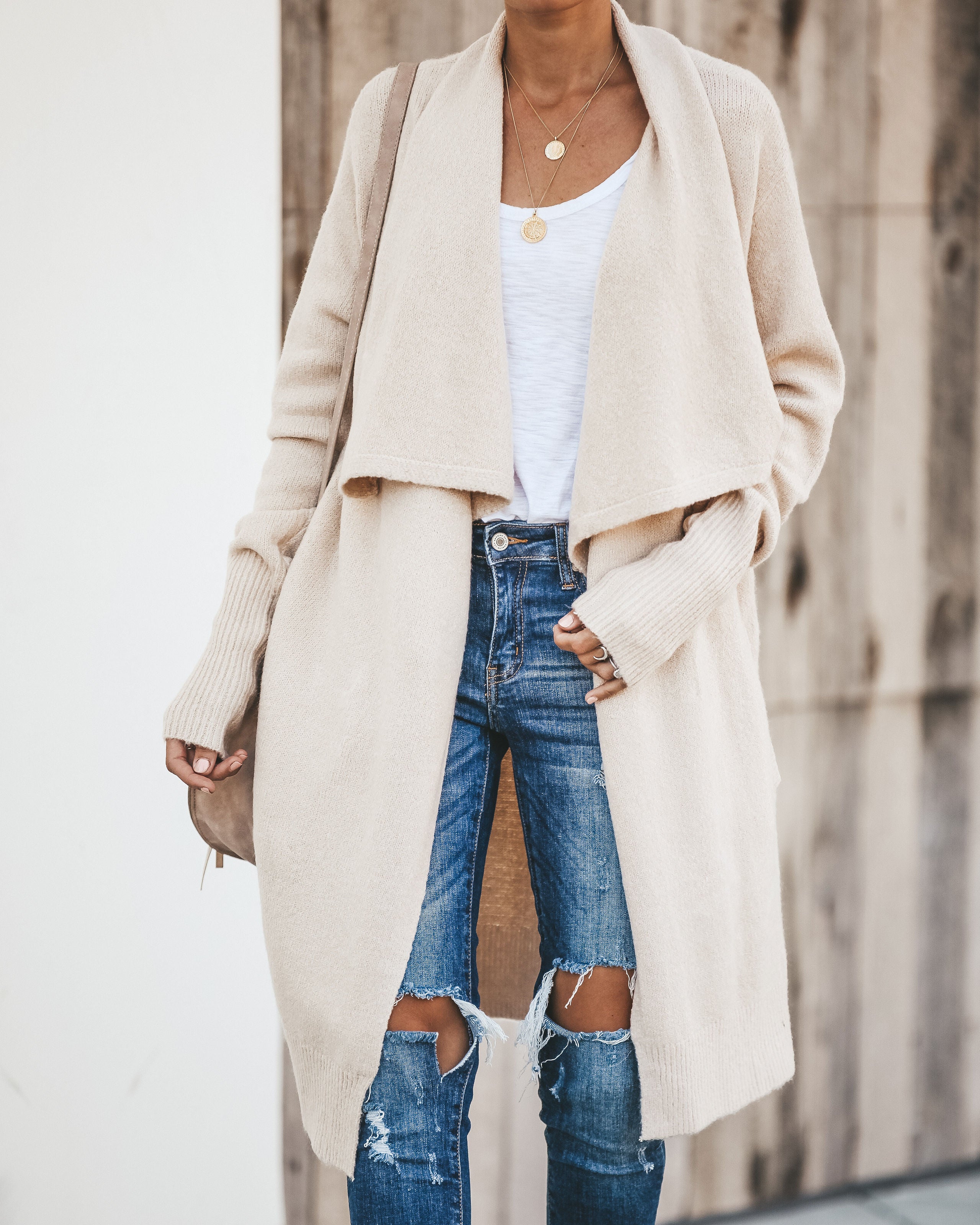 Fireside Pocketed Knit Cardigan - Oatmeal