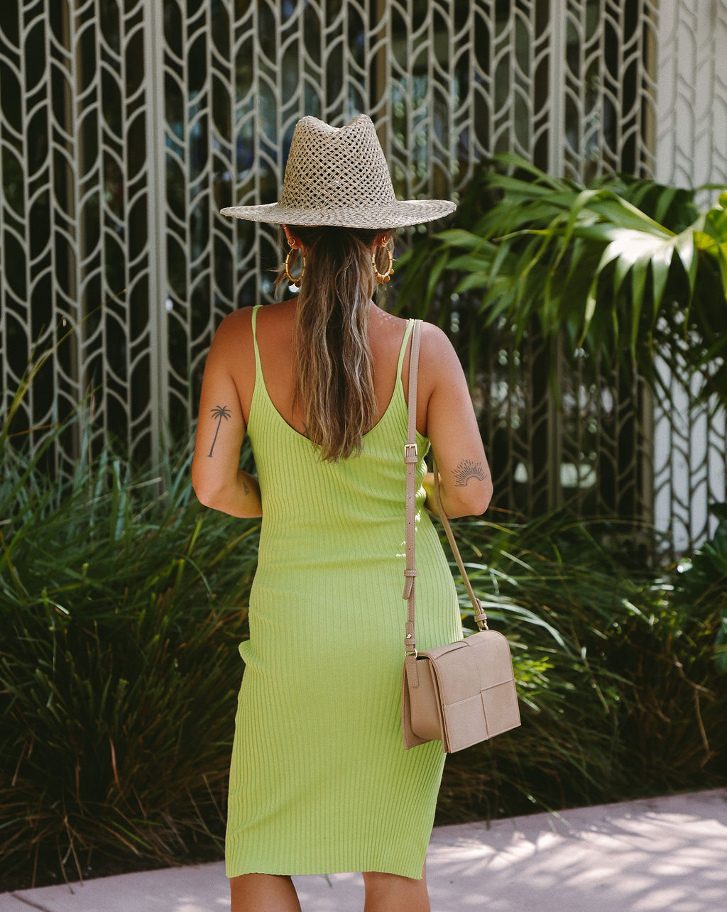 Brickell Nights Ribbed Midi Dress - Lime - SALE
