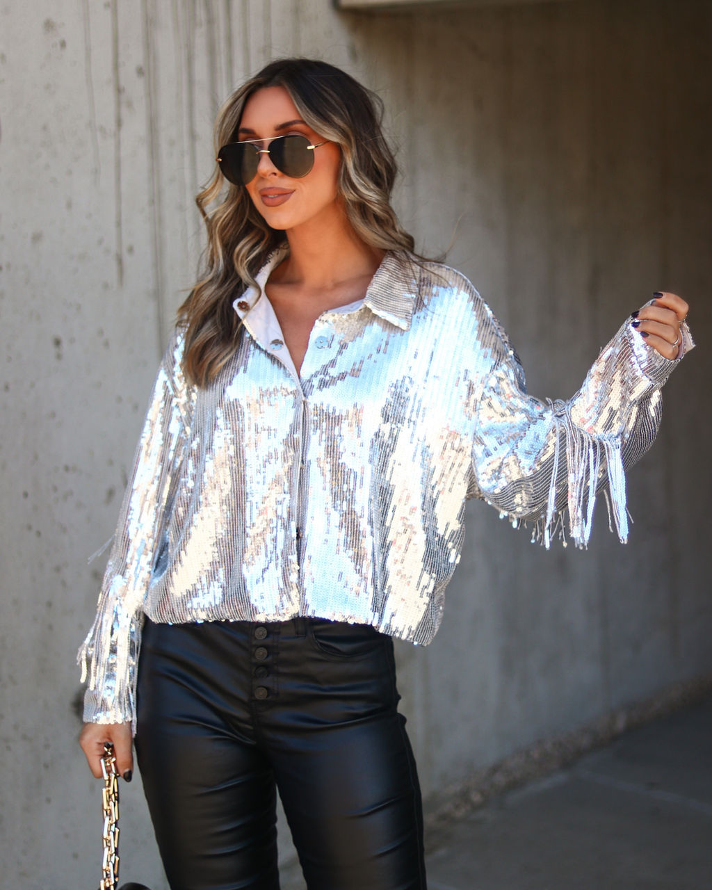 Life Is A Fiesta Sequin Fringe Jacket - Silver