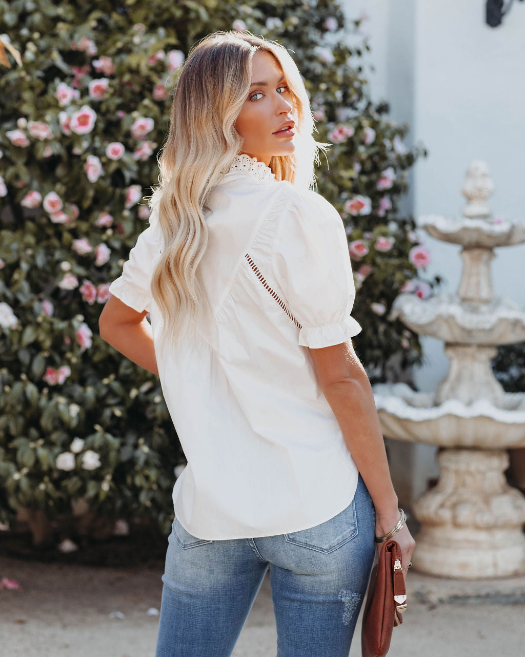 Tarragon Cotton Eyelet Top - White - FINAL SALE