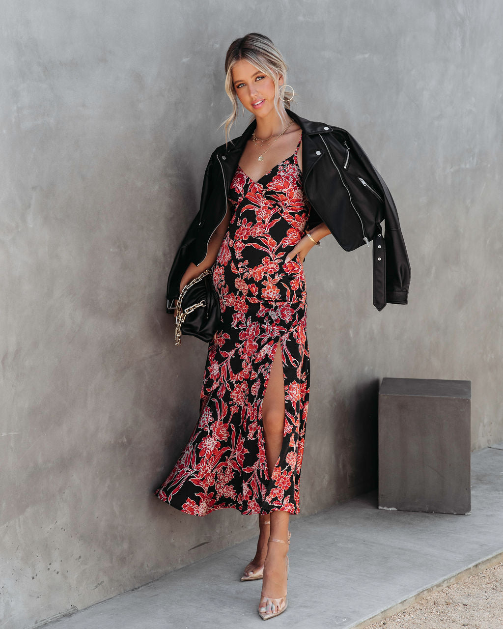 Beautiful Mystery Satin Floral Midi Dress