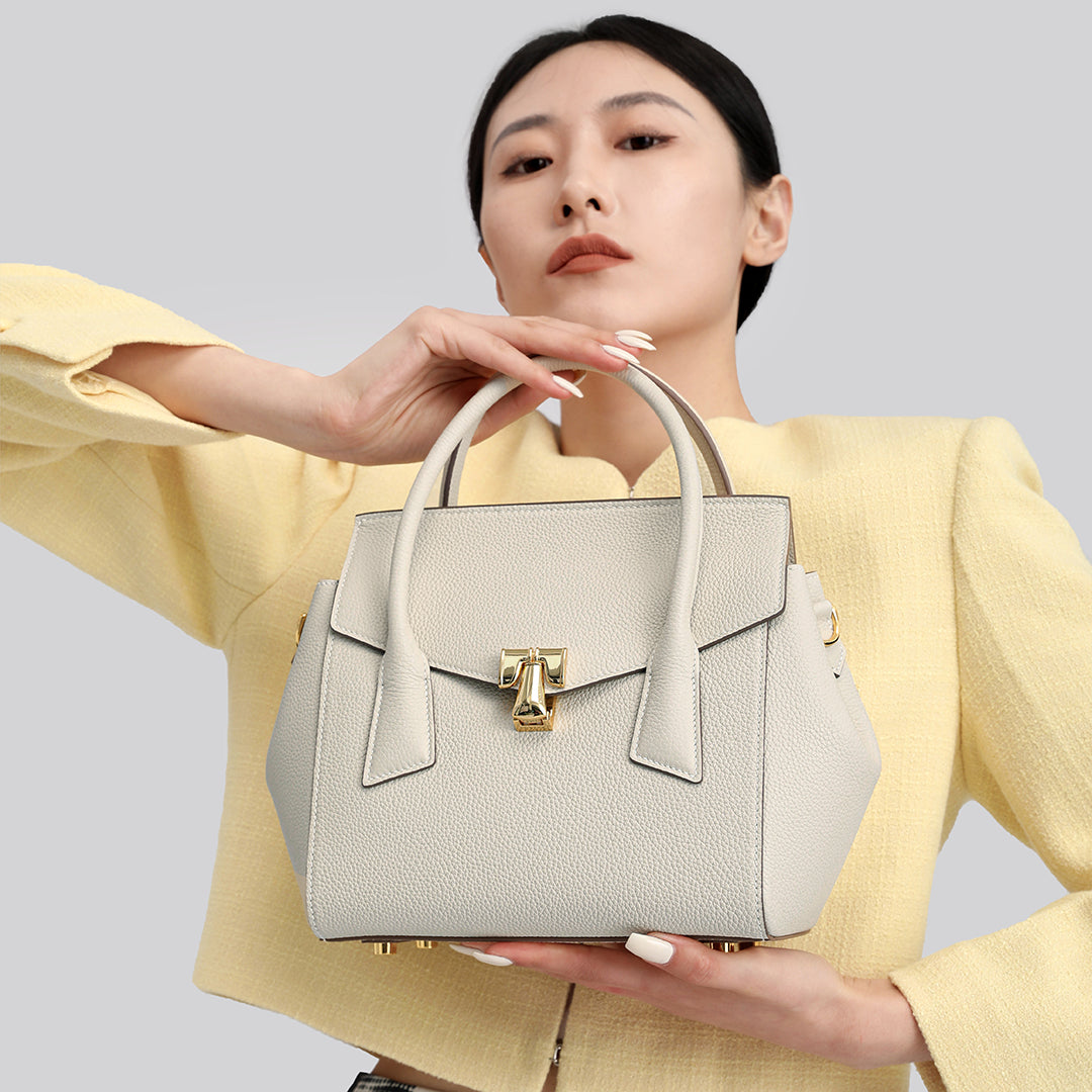 Handmade White TOGO Leather SongFu Tote Bag