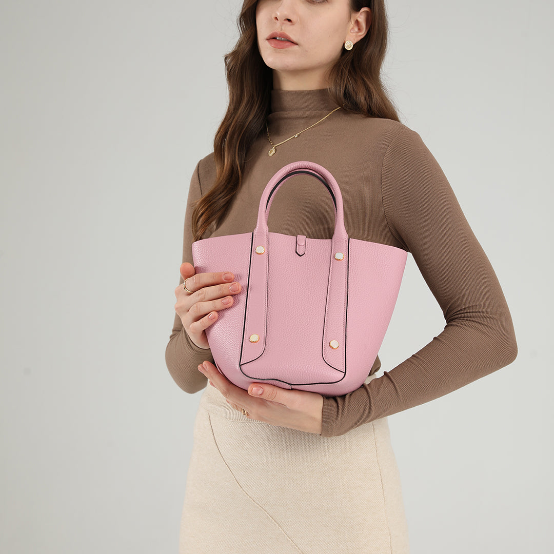 Handmade Mauve Sylvestre TOGO Leather Picotin Tote Bag - Small