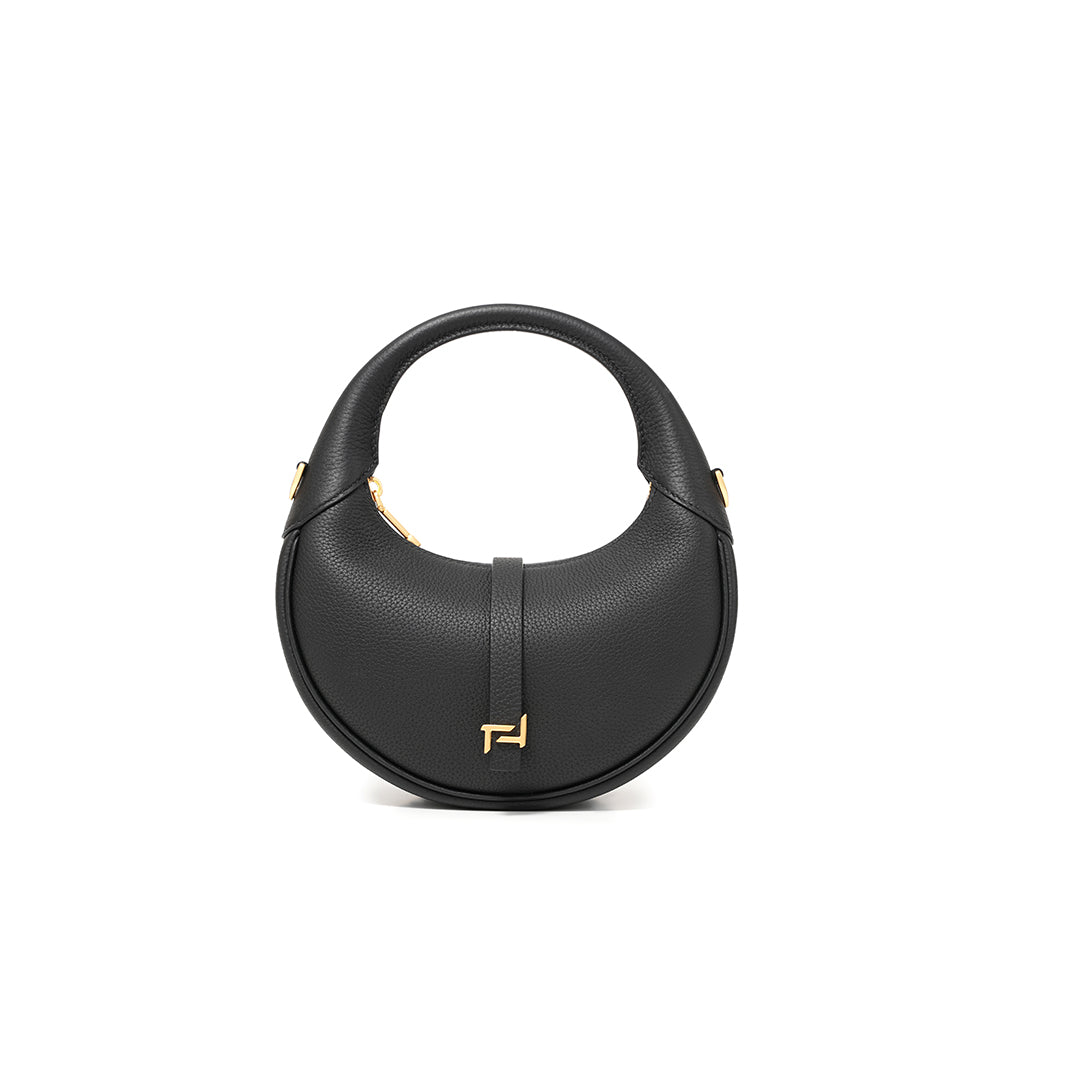 Handmade Black TOGO Leather Crescent Bag