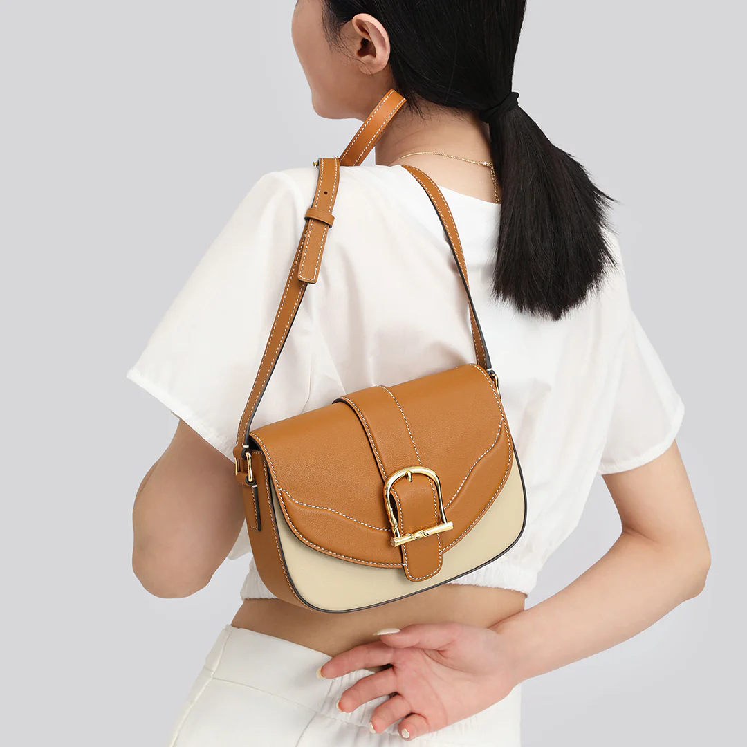 Handmade SWIFT Leather Crossbody Flap Saddle Bag